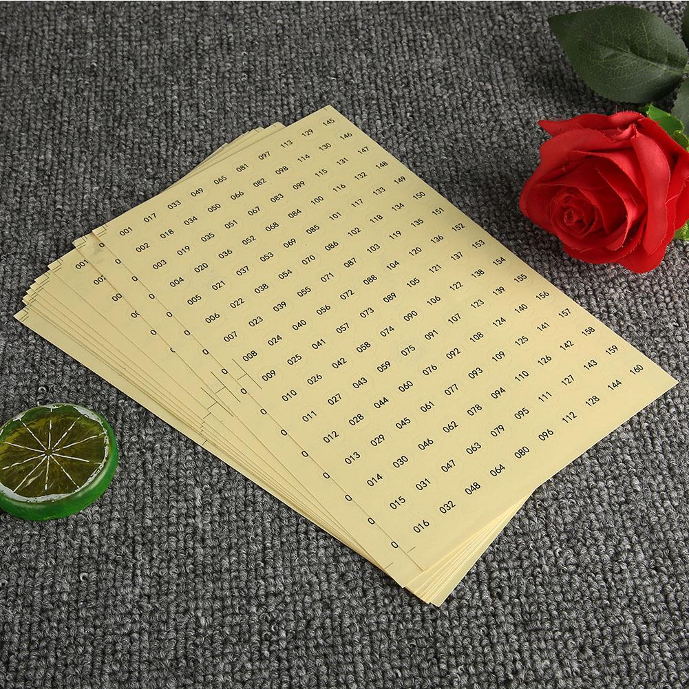 Waterproof Self Adhesive Sticker Round Number Paper Label Gel Polish Color Marks (001-160)