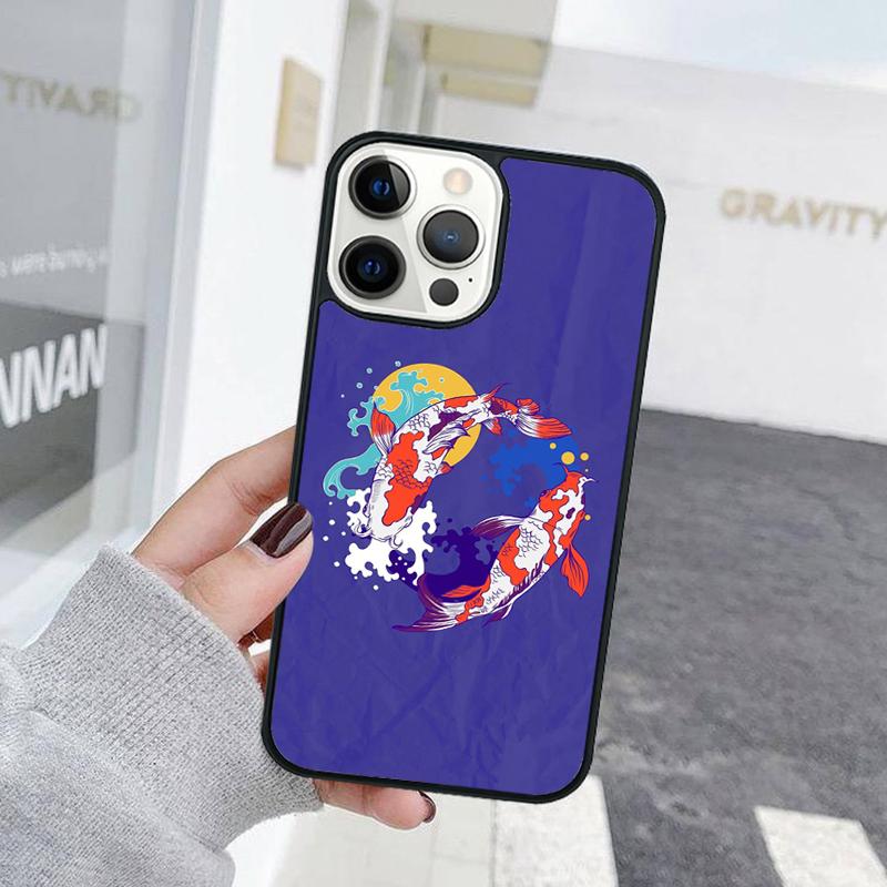 Carp Waves Crane and Brocade Phone Case For iPhone 17 Air 15 16 Cover  11 13 14 Pro Max 12 Plus Max Fundas