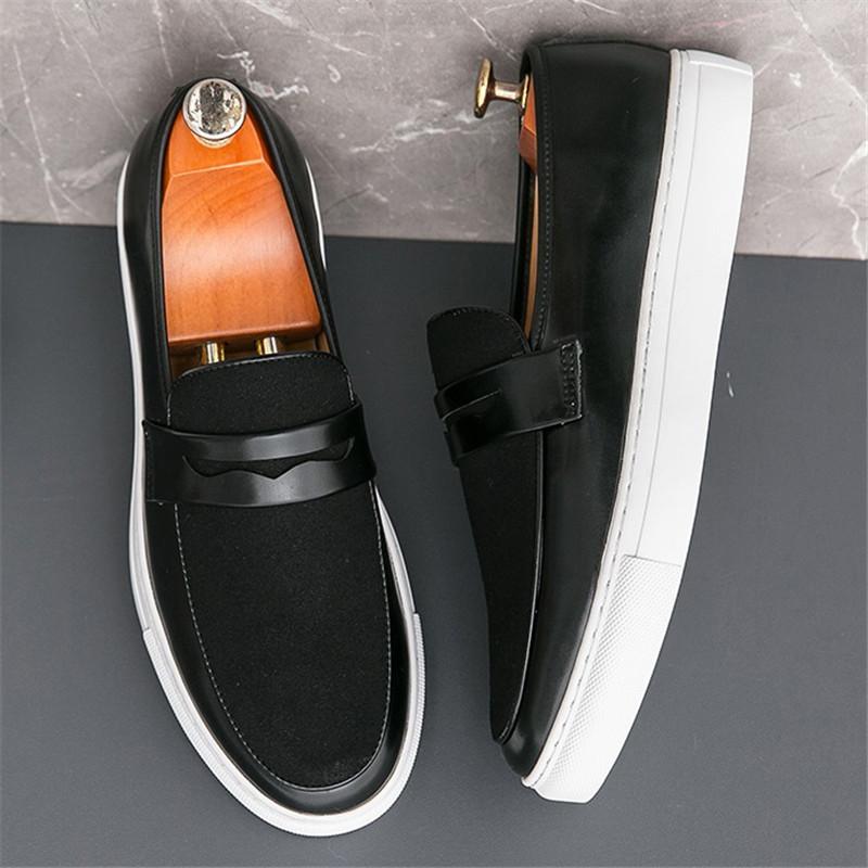 Neue Wildleder Schwarz Braun Slip-on Plateau Schuhe für Herren Marke Designer Bequeme Penny Loafer Männlich Schuhe Mann