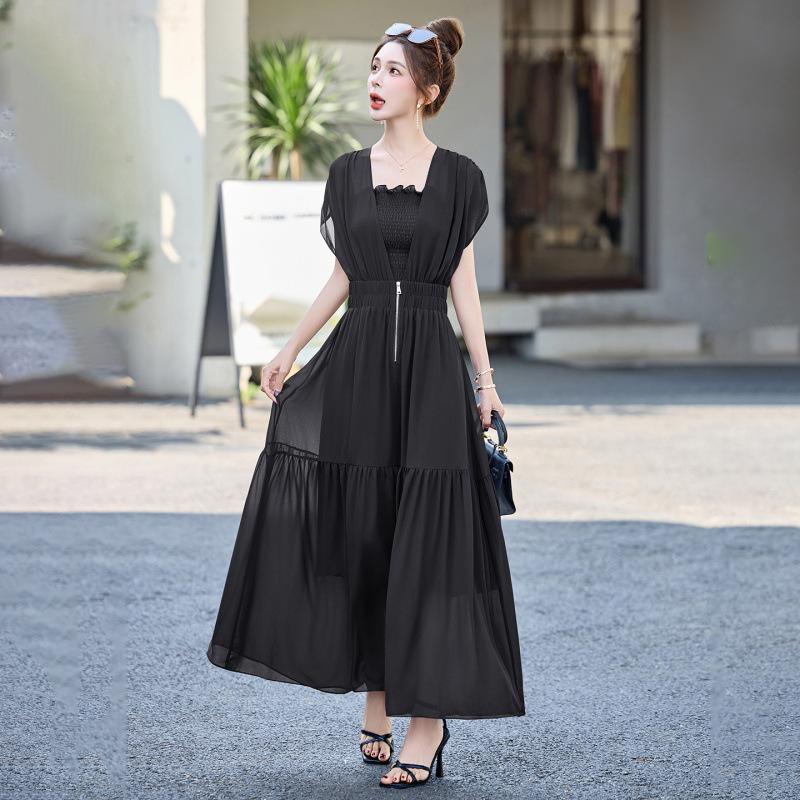 Design Sense Gentle Wind Waist Thin Dress Women's Summer New Elegant Slim Temperament Skirt