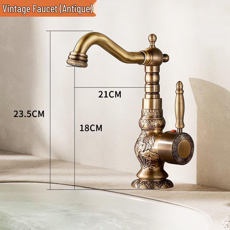 Vintage Chinese Style Carved Basin Faucet