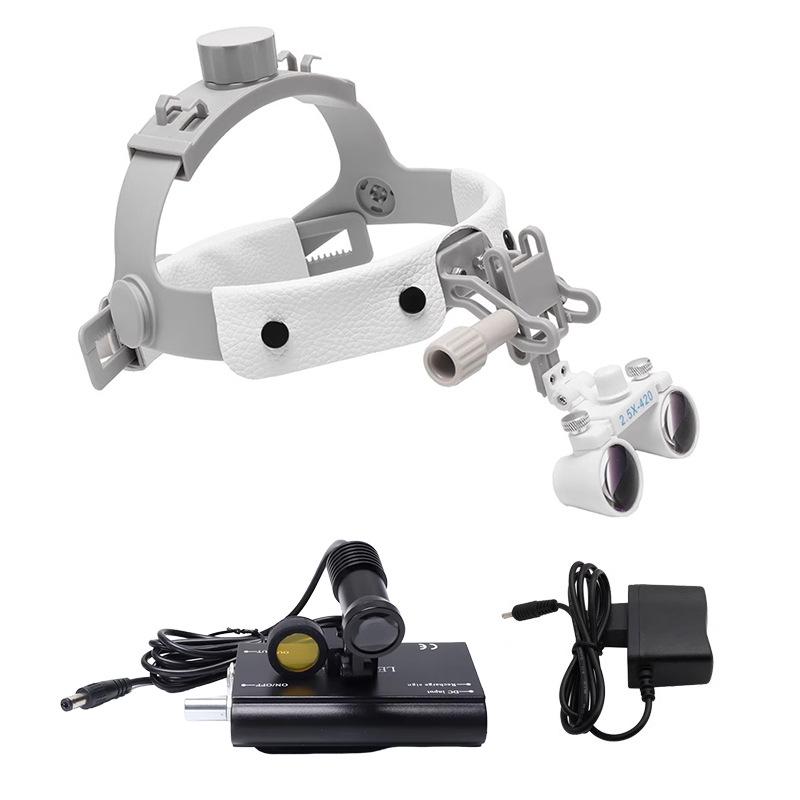 White Head-Mounted Surgical Dental Magnifier 2.5x 3.5x for Medical and Cardiovascular Examination