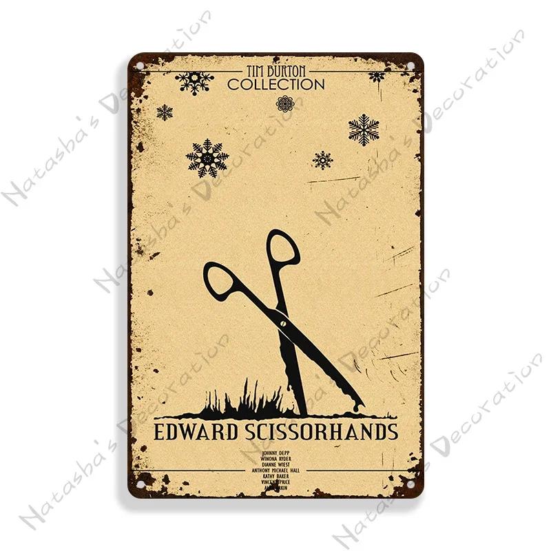 Edward Scissorhands Old Movie Metal Poster Decorative Plate Bar Wall Metal Tin Sign Metal Signs Home Wall PlatePlaque