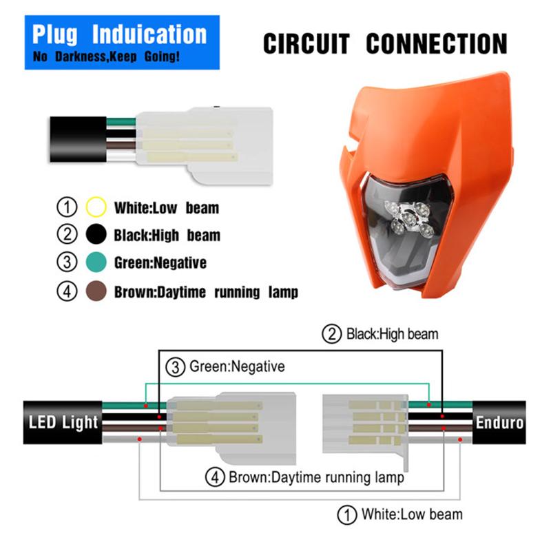 Motorcycle Headlight LED Enduro for KTM EXC XC SX MX XC 125 250 300 450 Universal Supermoto Dirt Bike Motocross Headlights Plate