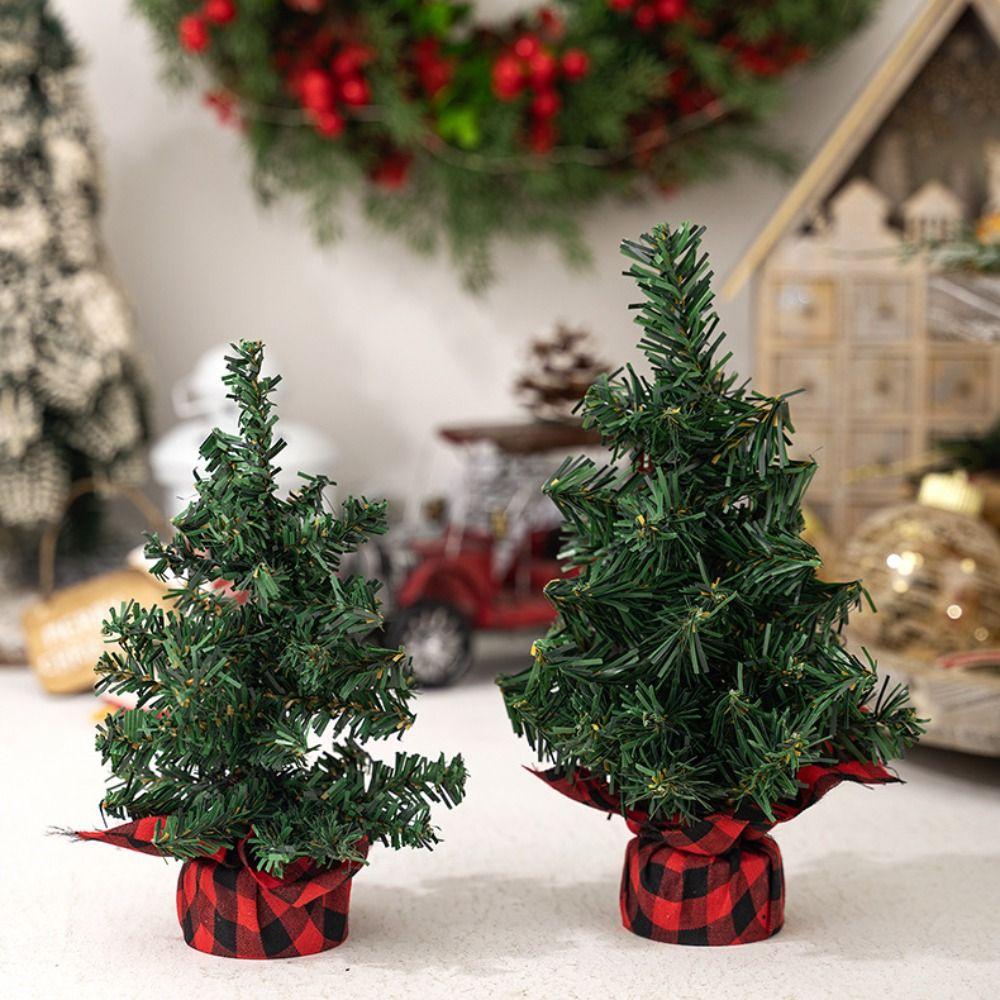 Lifelike Small Christmas Tree Plastic Artificial Xmas Pine Tree  Holiday Festival Ornaments