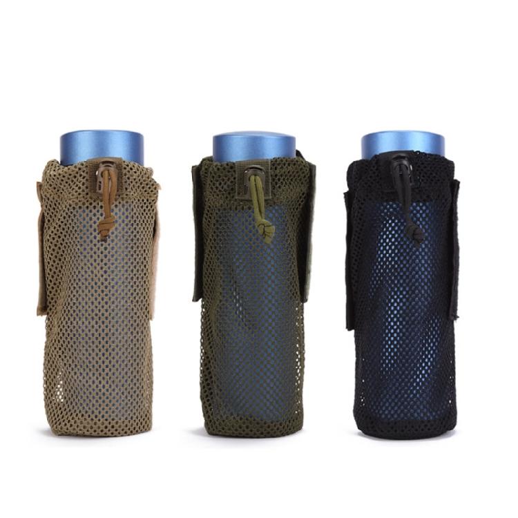 Outdoor Bottle Holder Bag for Camping Hikes and Travel, Drawcord-Top Drink Sleeve, 23 x 9cm Open Net Design Use Daily