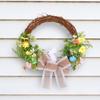 Easter Wreath for Front Door Home Decorations Photoshoots Bowknot Wreath Hanging Decor Easter Rabbit Wreath Ornament