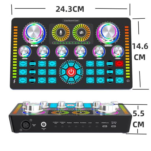 BONKYO Audio Interface Karaoke Q7 Live Sound Card with Male/Female Voice Changer and Audio Mixer, Bluetooth Wireless Accompaniment, Stream YouTube, Fa
