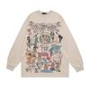 American Street Oversize Graffiti Long-Sleeved Bottom T-Shirt Men'S And Women'S Vibe Hip-Hop Trendy Long Tee Shirt