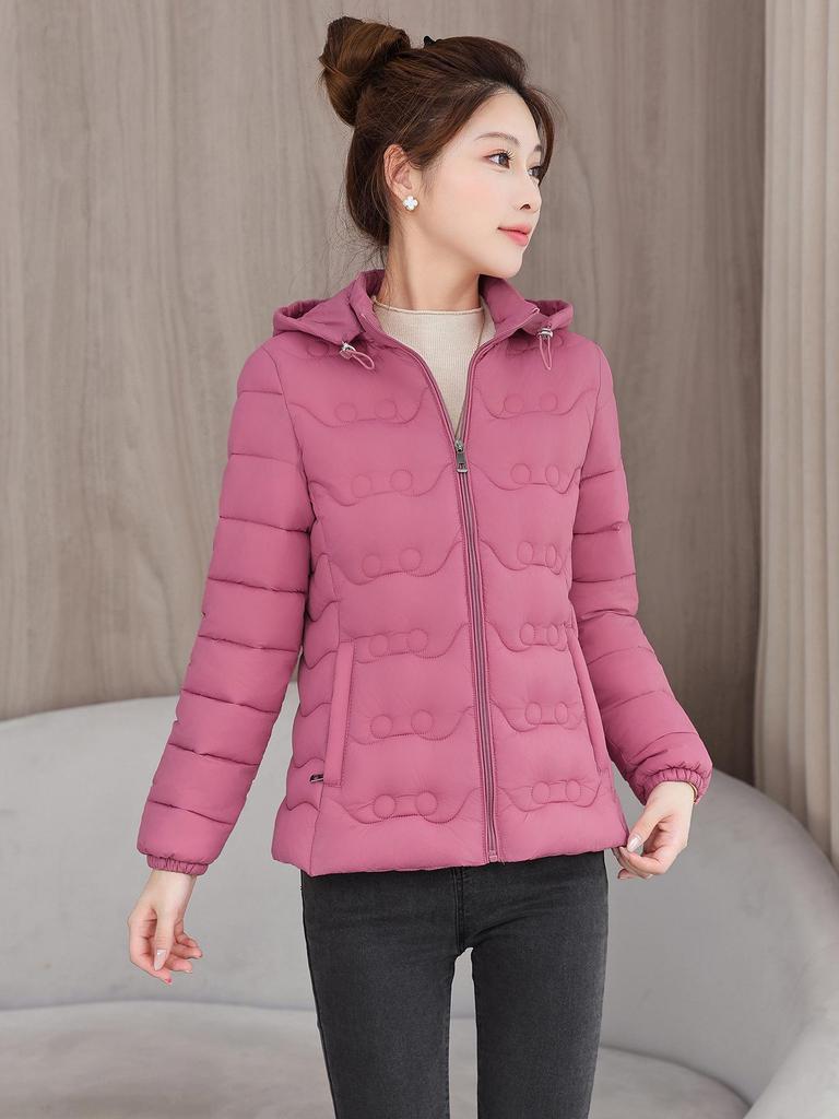 Damen Kapuzenjacke Leicht Baumwollgepolstert - Herbst/Winter Slim Fit