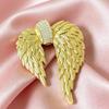 Unisex Alloy Feather Wings Brooch with Shiny Rhinestone Trendy Lapel Pin for Party Banquet Outfit Jewelry Accessory