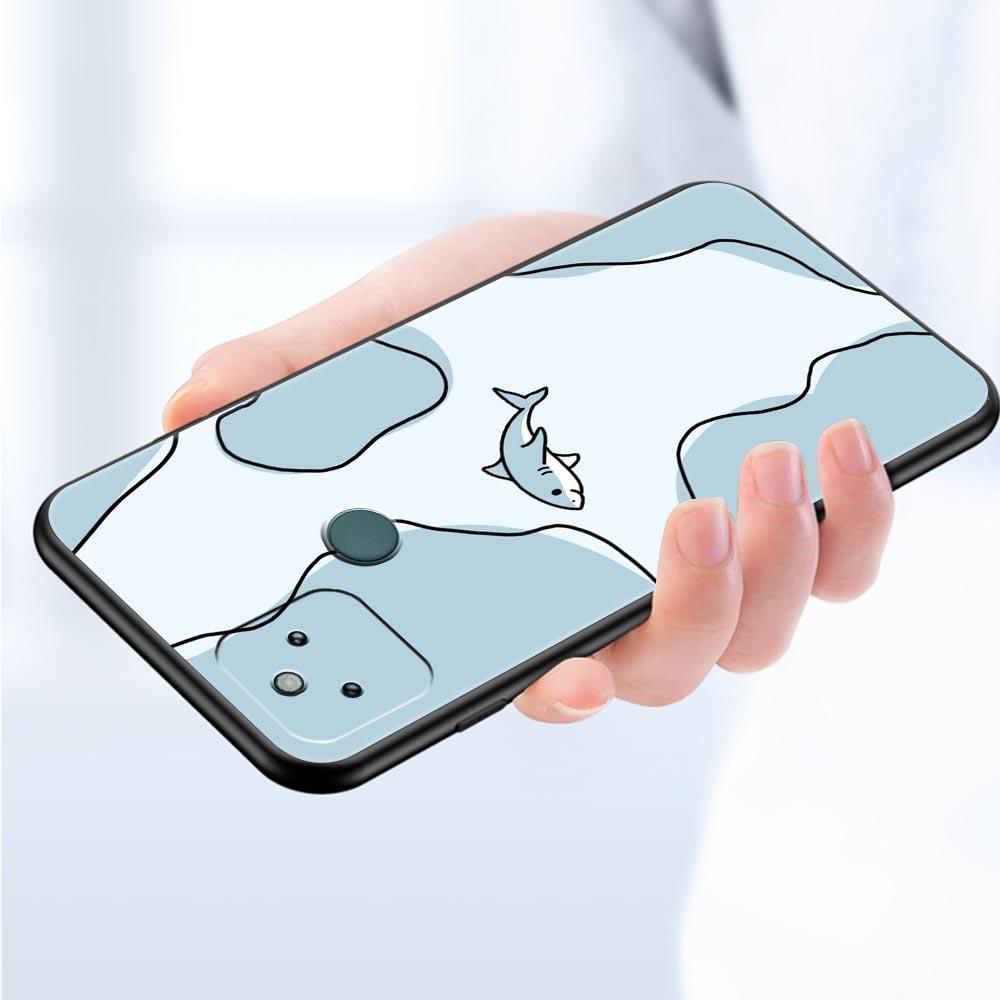 Seaside Sharks Pattern Phone Case Cover for Google Pixel 10 9 8 7 6 9A 8A 7A 6A Pro Shockproof Soft TPU 9 Pro XL Shell Capas Bag