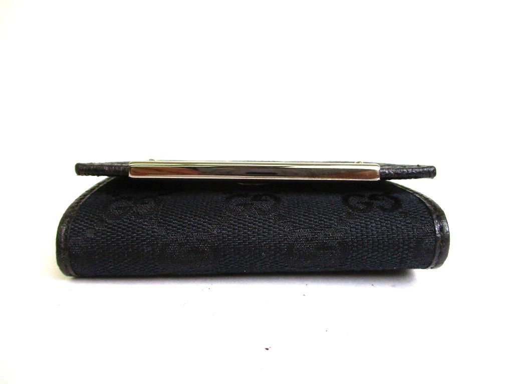 Authentic GUCCI GG Black Canvas and Leather 6 Pics Key Chain #b291 Seller Refurbished
