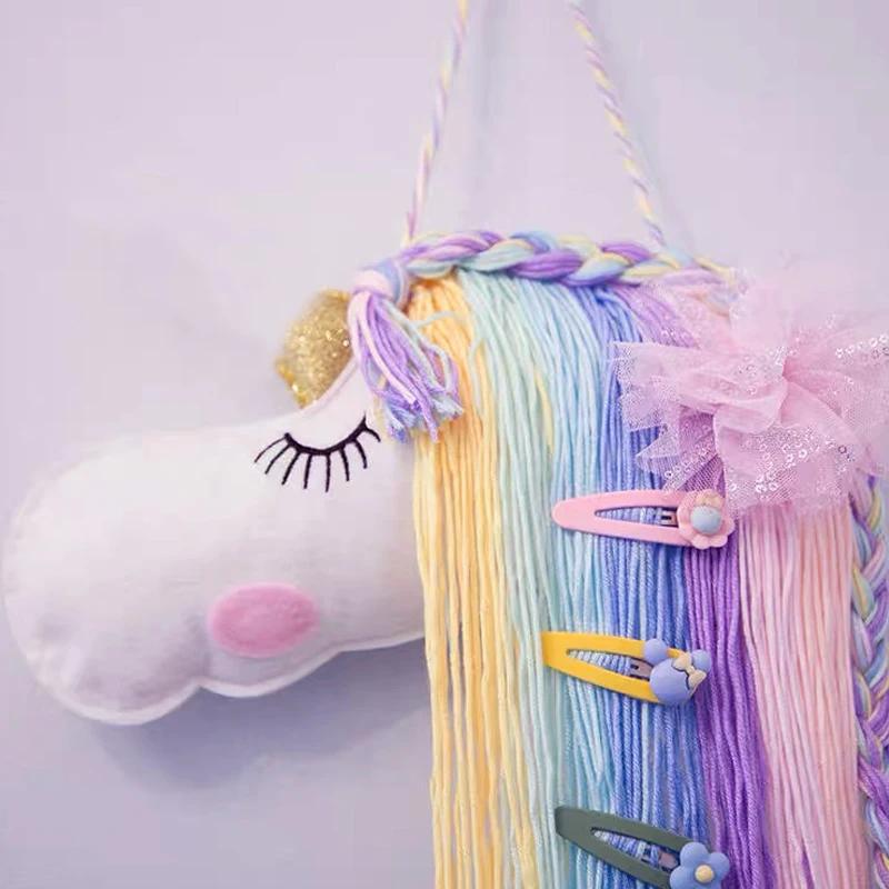 INS Weave Rainbow Baby Hair Clips Acssories Holder Prinss Girls Hairpin Hairband Storage Pendant Jewelry Wall Ornaments