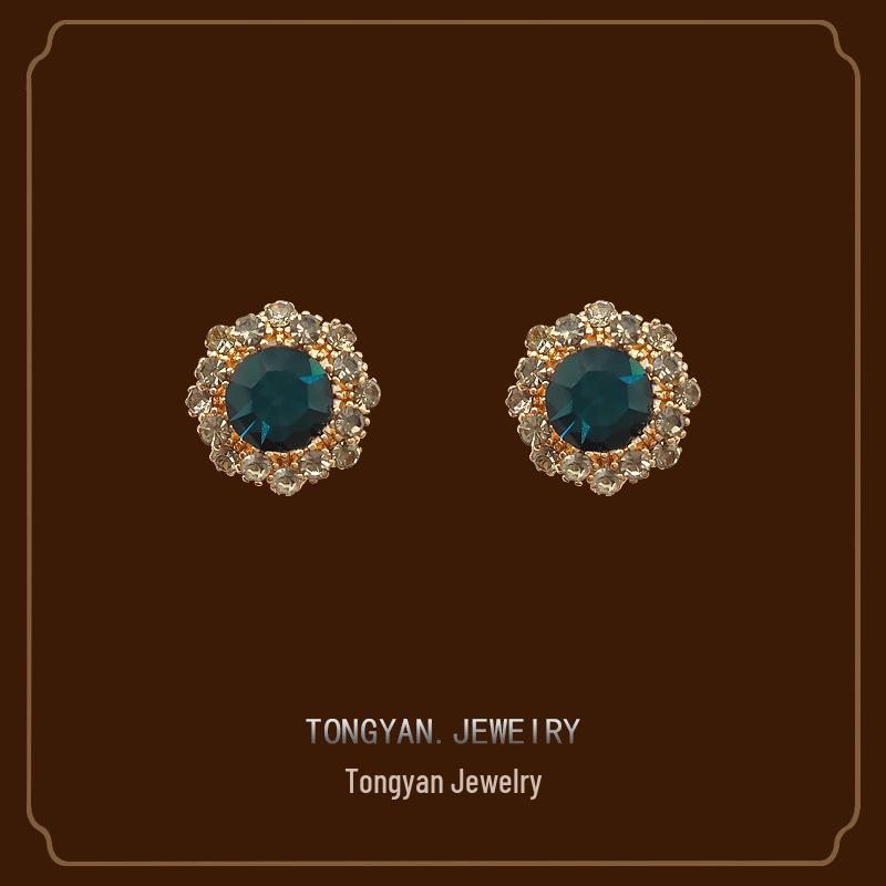 High-End Sapphire Vintage Ear Clips for Women, No Piercing, Autumn/Winter 2023