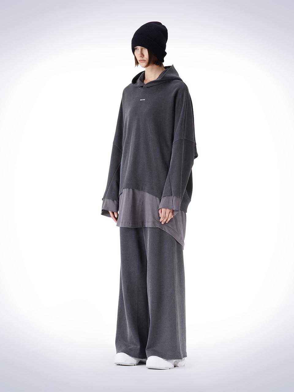 House 072C Layered Overfit Hoodie T-Shirt Dark Gray F