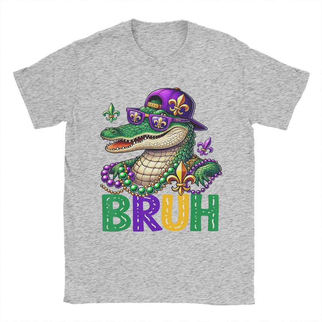 Mardigator Alligator Bruh Mardi Gras Costume Cotton TShirt For Unisexs Beach Vintage T Shirts O Neck Harajuku Tee Shirt Big Size