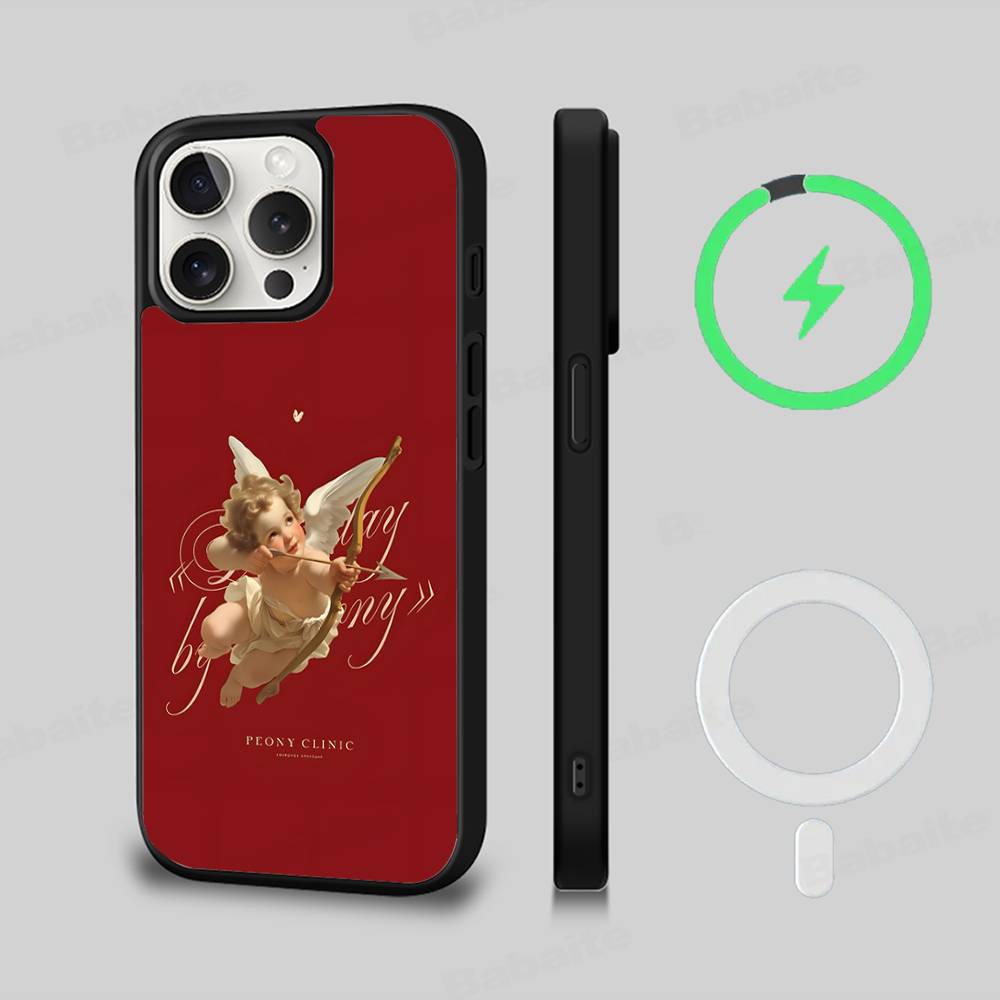 Middle Ages Retro Cupid Angel For Magsafe Magnetic Wireless Phone Case For IPhone 17 Pro 16 15 14 Plus 13 12 11 Pro Max