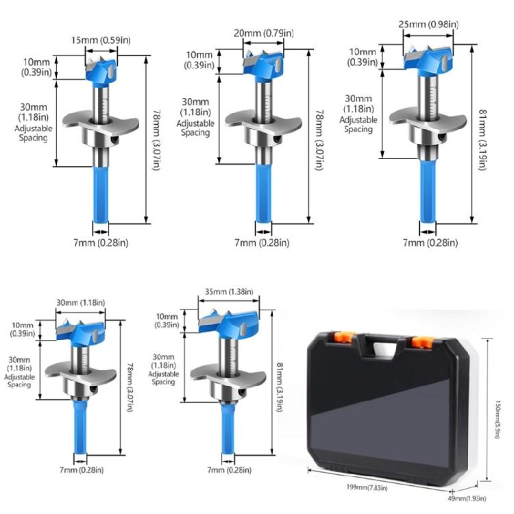 Precise Woodworking Drill Bit Hinge Hole Opener Adjustable Depth Setting Stable Shank Design For Hinge Installation