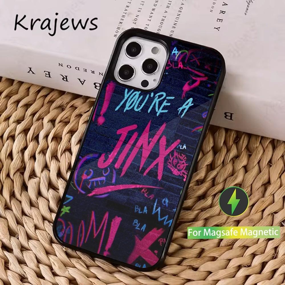 

Чехол для телефона Arcane Animation J-Jinx Для iPhone 16,15,14,13,12,11, Pro, Max, Plus, Mini, Magsafe, Магнитный чехол для беспроводной зарядки iPhone13mini