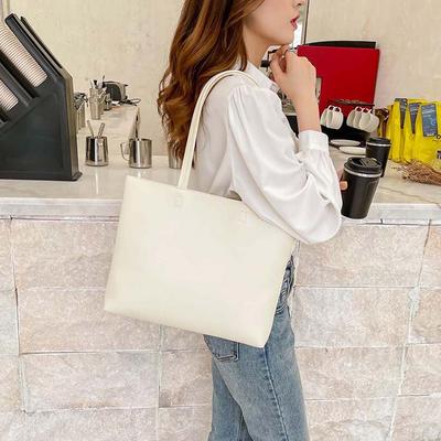 Anti-splash Water Solid Color Handbag Elegant French Underarm Bag Soft PU Tote Bag Work
