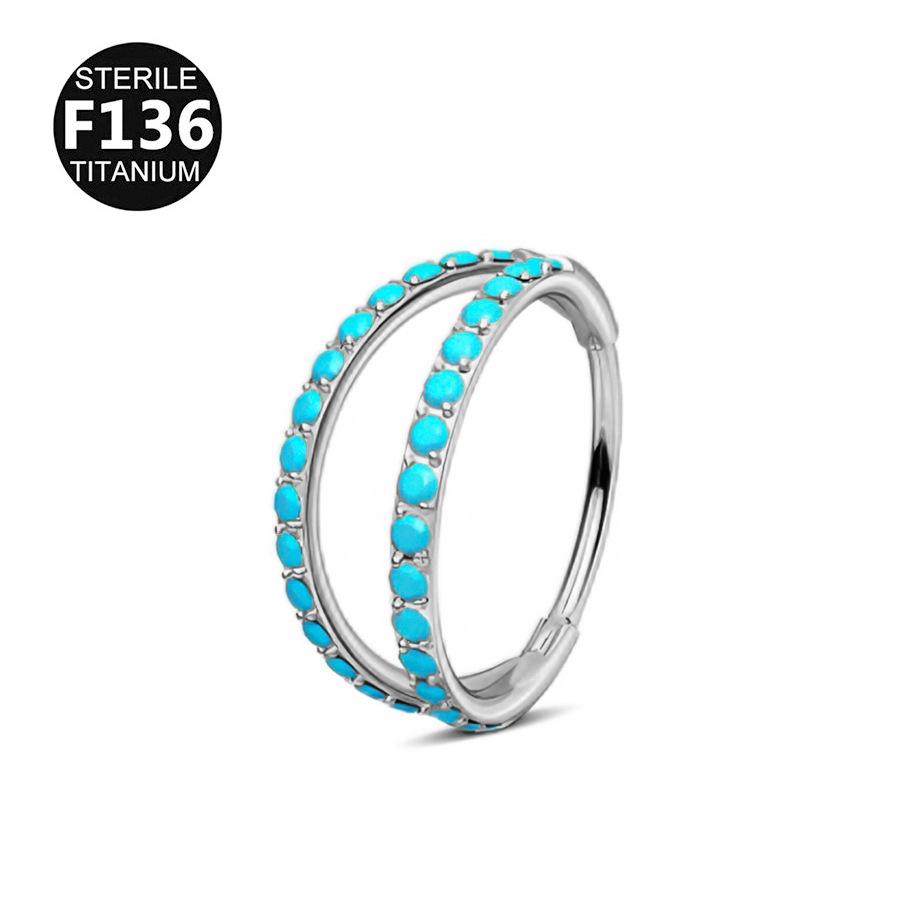 Titanium Alloy Turquoise Gradient Nose Ring Earring (0.8mm Bar, 6-12mm)