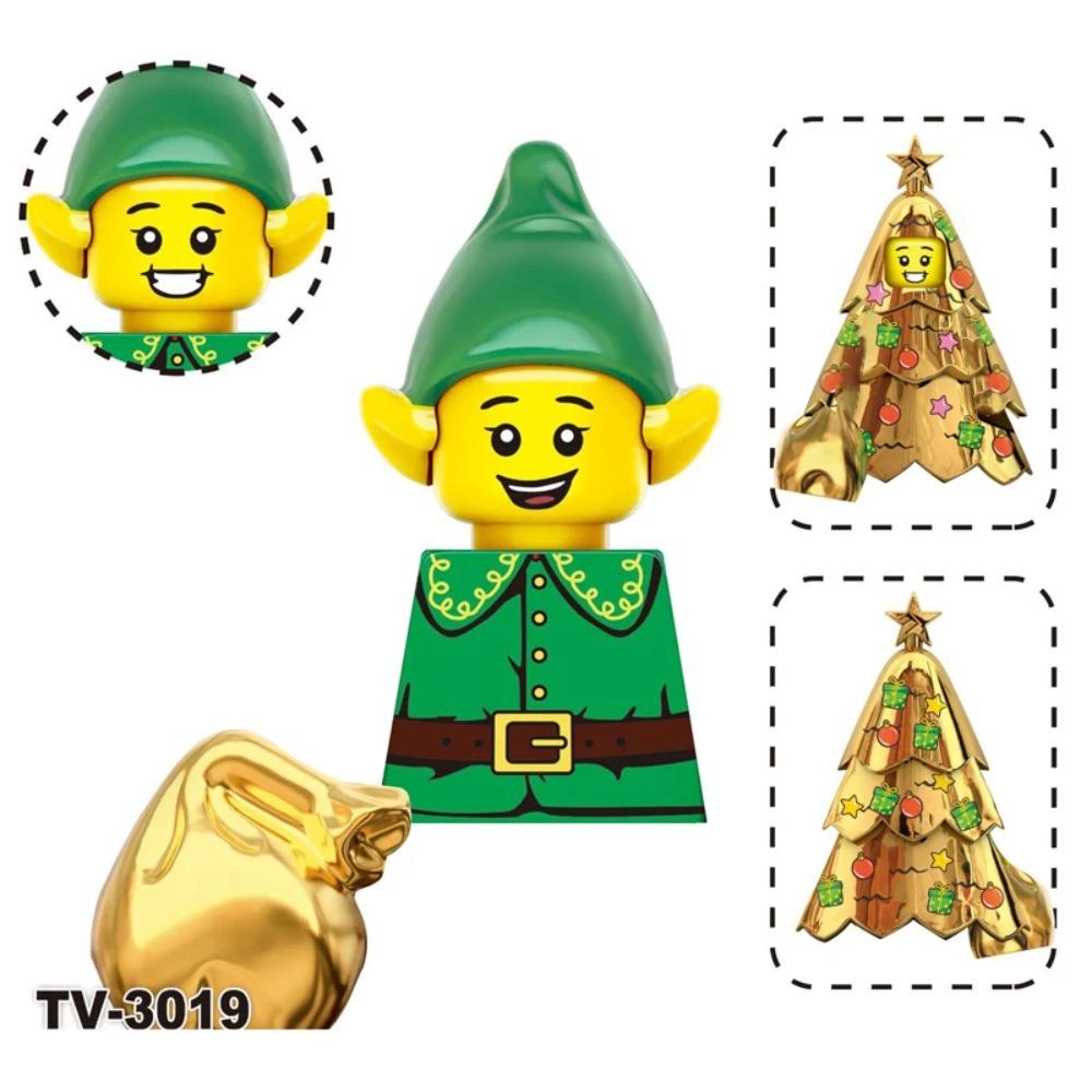 Winter City View Merry Christmas Decoration Flower Wreath Building Blocks House Home Santa Claus Figures Snow Window Bricks Toys