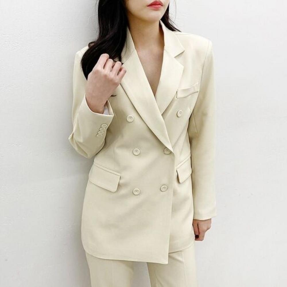 Style Latte Women Tailored Double Jacket Pastel
