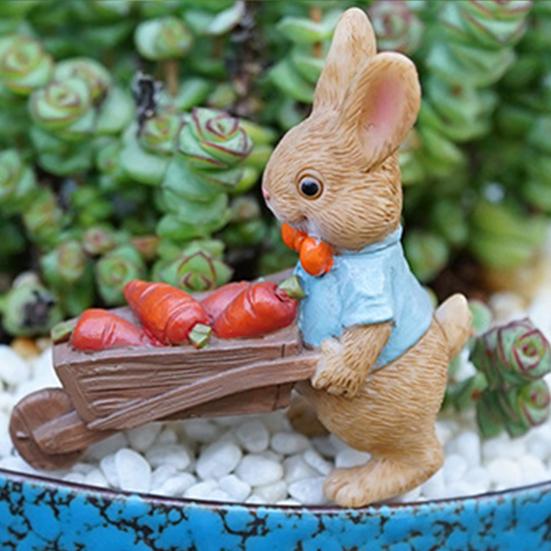 Resin Animal Garden Statue Cartoon Bunny Turtle Hedgehog Figurine for Fairy Garden Yard Lawn Indoor Outdoor Decor