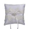 Coussin d'anneau blanc Broderie Coussin d'anneau de mariage Accessoire de cérémonie de mariage
