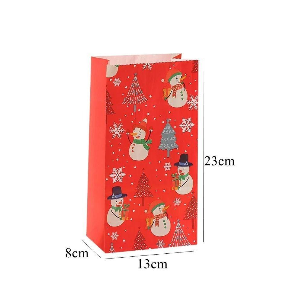 8PCS Christmas Kraft Paper Bags Snowman Gift Wrapping  Party Favors Decoration