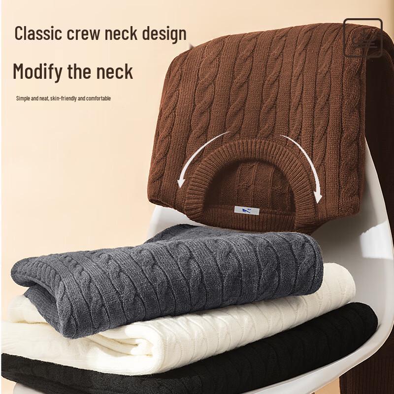 Warrior Men's Round Neck Cable Knit Sweater