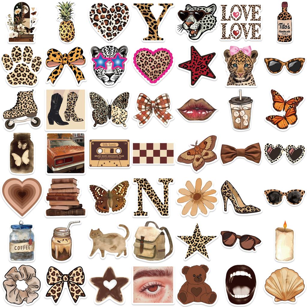 50PCS The IT Girl Stickers Toy Gifts For Laptop Hand Account Phone Scrapbook DIY Stickers Fashion Leopard Print Graffiti Decals