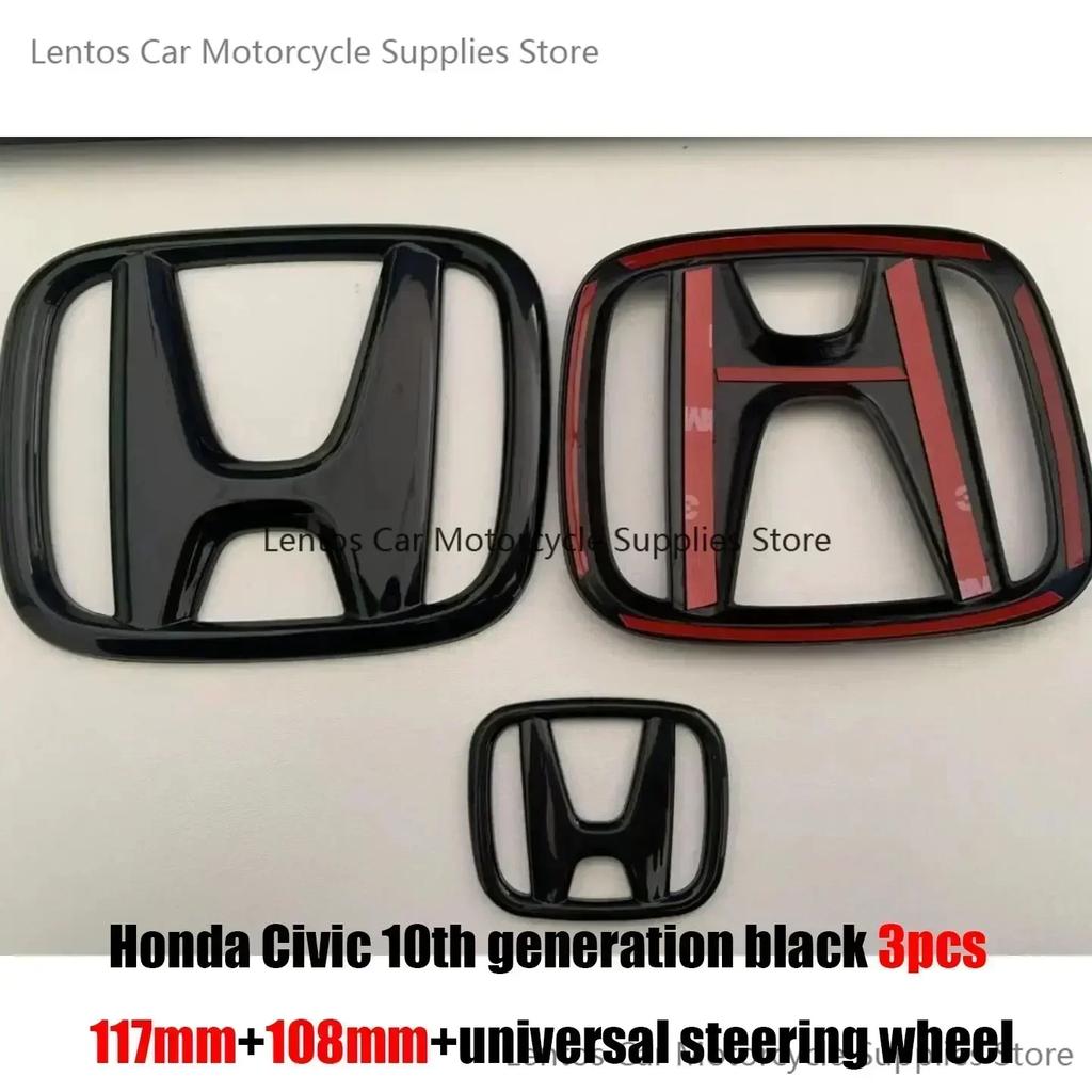 AAAME1 Car Modification Suitable for Honda 10th Accord/Civic Black Red Front Logo Covered Rear Logo Steering Wheel Modification Decor