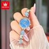 OLEVS Brand Luxury Women's Quartz Dress Watch Ladies Waterproof Steel Stars Moon Bracelet Wristwatch Womens Relogio Feminin
