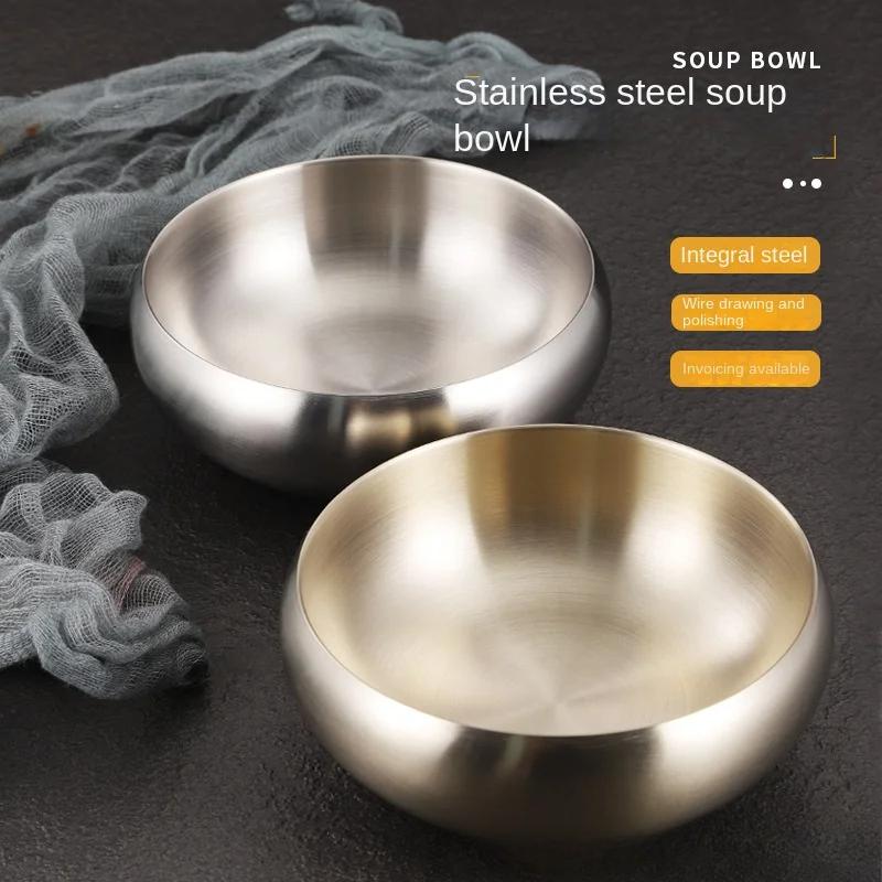 Korean Stainless Steel Rice Bowl Barbecue Shop Commercial Haojin Double-layer Insulated Soup Bowl Double-layer Bowl Set