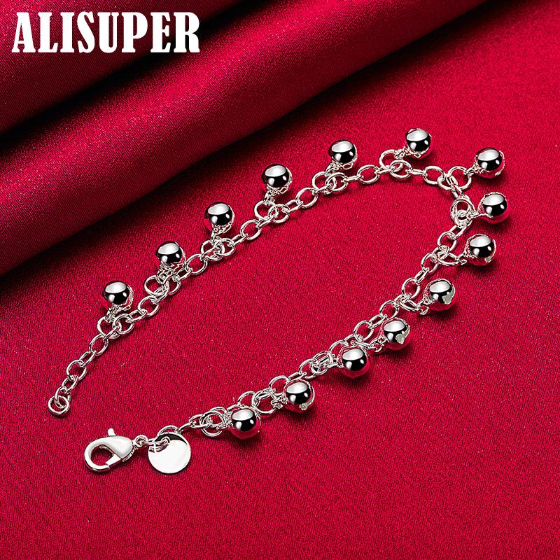 925 Sterling Silver Bells Bead Bracelet Jewelry