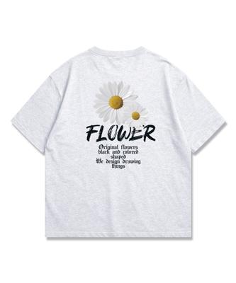ORIGINALDAY Gothic Flower Oversized Short Sleeve T-Shirt Unisex White Melange