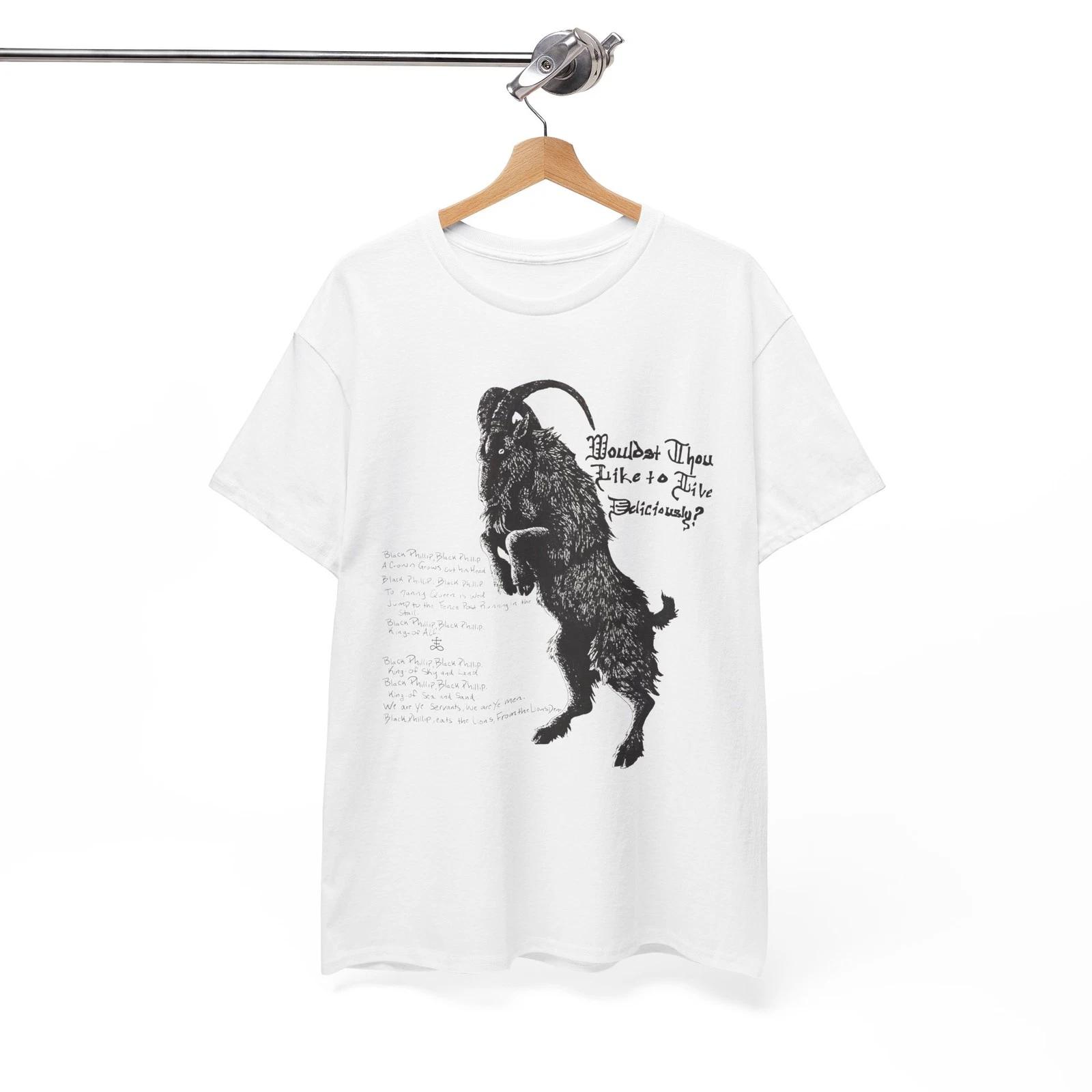 Черный Филипп Живи вкусно Тяжелая унисекс футболка, Унисекс футболка из фильма ужасов 4XL