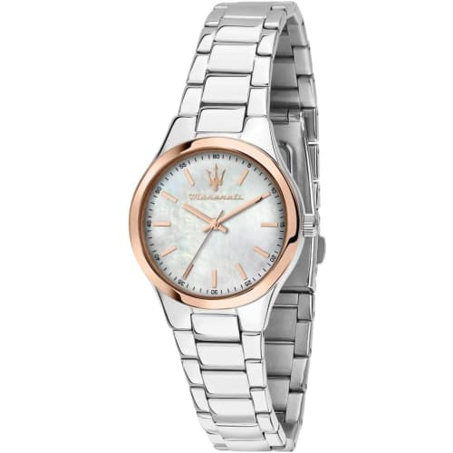 

Maserati Attrazione Women s Waterproof Quartz Watch with White Dial and Rose Gold Stainless Steel Strap