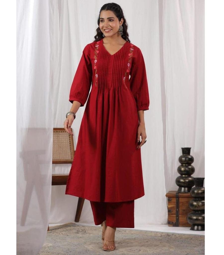 Women Designer Pleated Kurta Pant Set Indian Party Wear Bollywood Top Tunic Kurti Dress