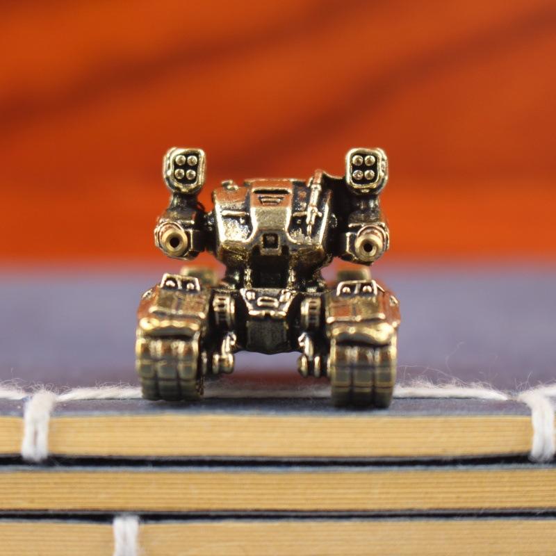 Mini Brass Tank Model Military Metal Figurine Retro Desktop Decor Creative Ornament Vintage Art Craft Gift