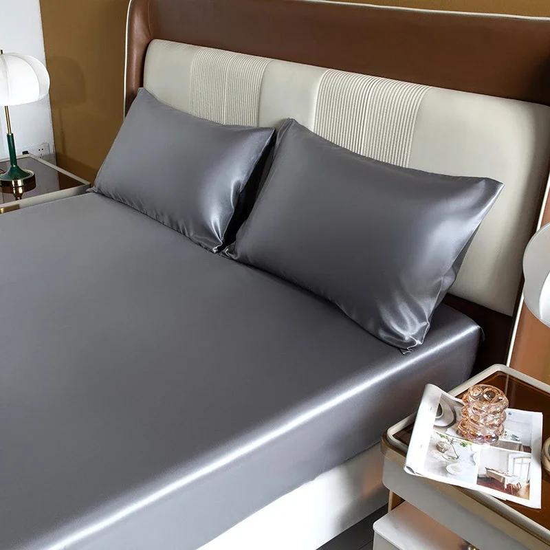 Europäische und Amerikanische Größen Satin Spannbettlaken Glatt Hautfreundlich Elastisches Band Bettlaken King Size Rayon Voll Bettlaken 180x200