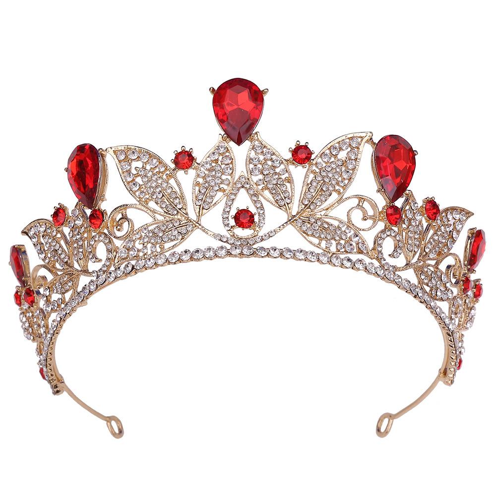 Bridal Jewelry Leaf Shape Wedding Baroque Queen Golden Crown Wedding Dress Accessories