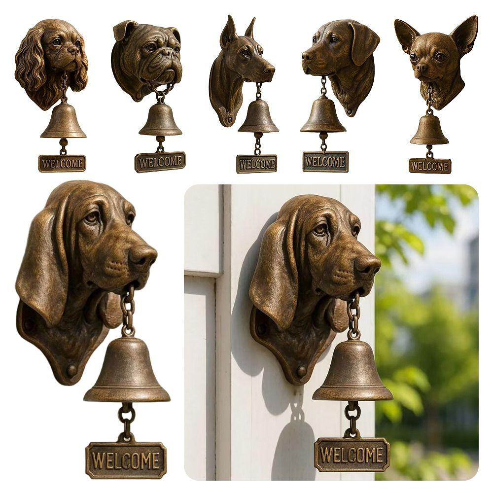 Sino de Porta em Forma de Cachorro com Toque Alto Resina+Metal Sino de Jantar Sino de Porta Frontal Retrô Casa de Fazenda