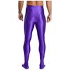 Mens Glossy Stretchy High Waist Fake Two Piece Tights Pants Leggings Yoga Wear