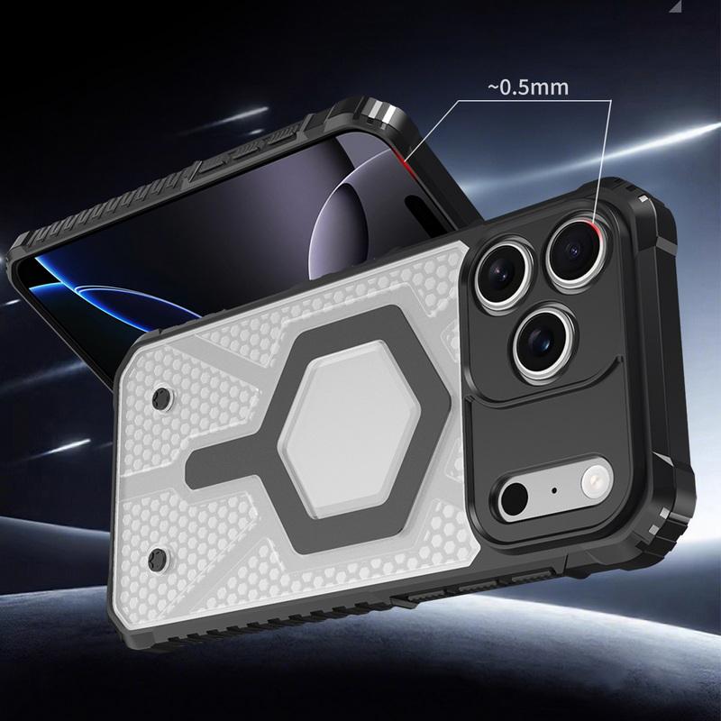 Custodia Magnetica per Telefono con Motivo a Nido d'Ape Per iPhone 17 Pro Max 16 15 14 13 Pro Max Cover Bumper Ibrida TPU+PC Antiurto