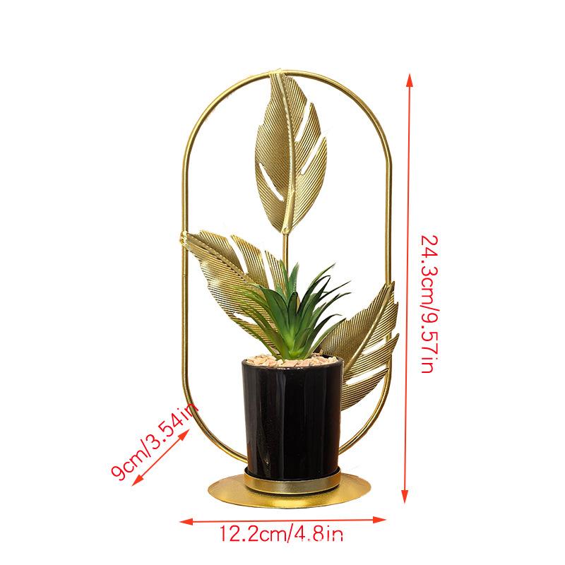 

Wrought Iron Stand Metal Potted Ornaments Glass Flower Pot Creative Design Simulation Potted Plant Decorative Nordic Style