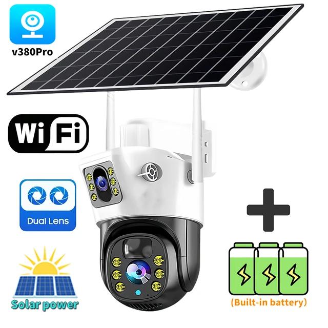 4G SIM 8MP Solar WiFi Wireless Network Dual Lens Outdoor CCTV 4K Security Surveillance Auto Tracking PTZ IP66 Camera