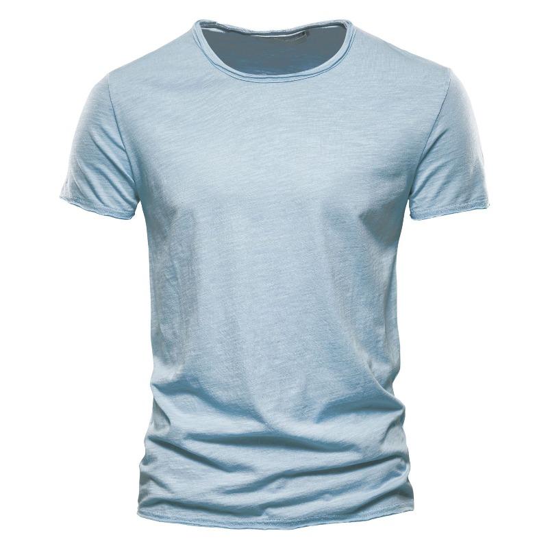 Summer men's new solid color V-neck short-sleeved T-shirt  men's fashion